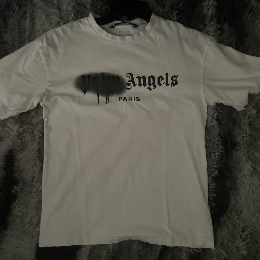 Palm Angels White and Black Graphic Tee
